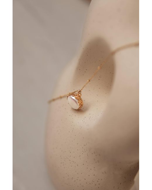 Katy Faye Metallic Alya Pearl Necklace