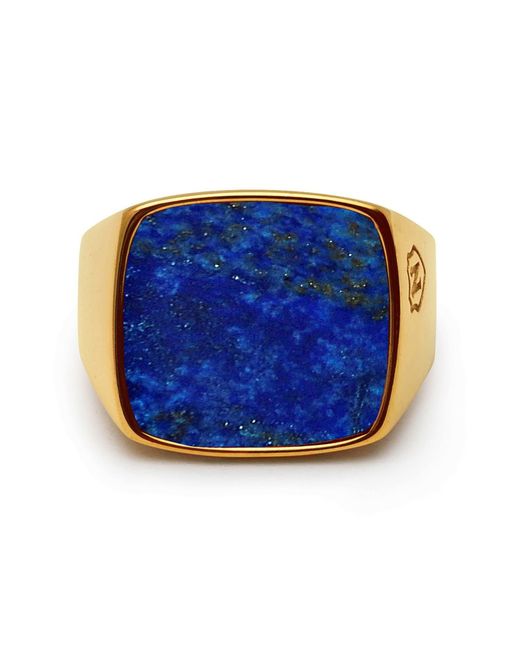 Nialaya Blue Signet Ring With Lapis for men