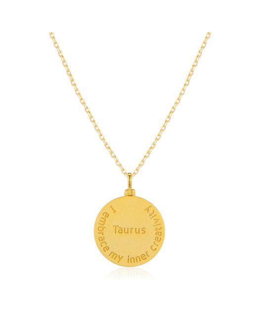 Azura Jewelry New York Metallic Taurus Zodiac Mantra Necklace Vermeil