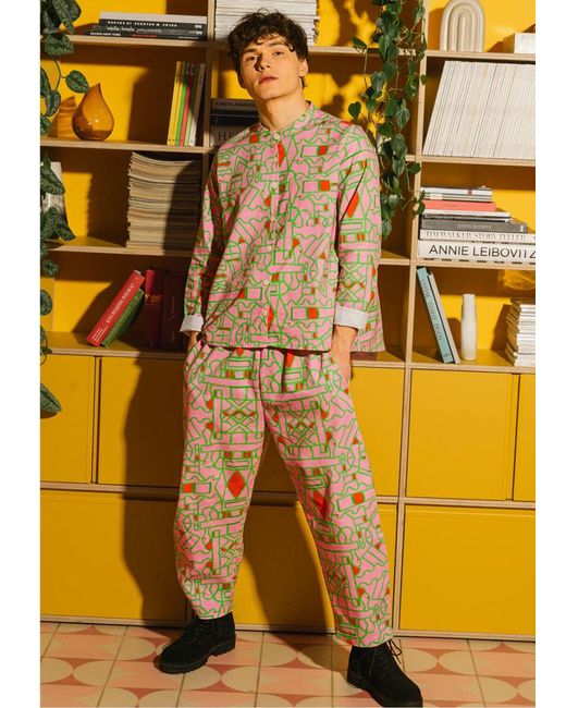 Wild Clouds Multicolor Organic Cotton & Linen Balloon Trousers