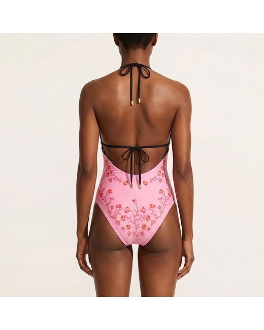 Jessie Zhao New York Pink Wild Garden Reversible One Piece Swimsuit