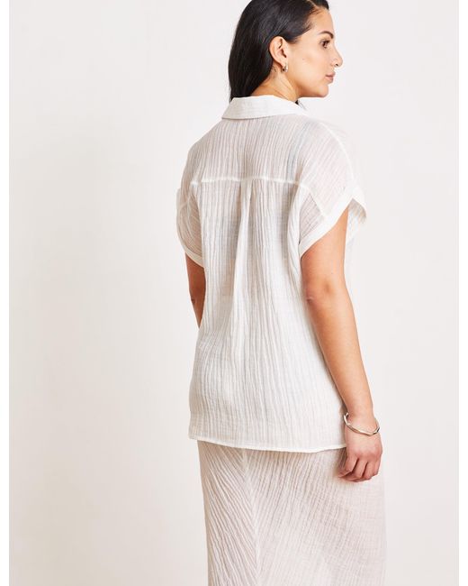 The Summer Edit White Izzy Crinkle Linen Shirt