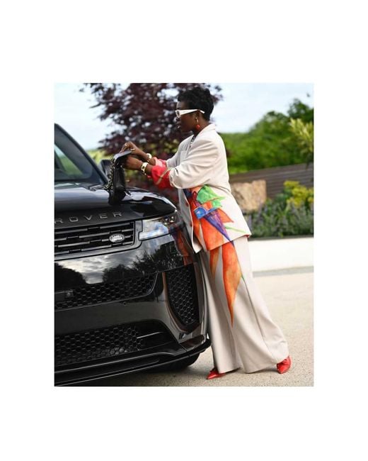 NALÈ White Neutrals Bird Of Paradise Print Tailored Trousers