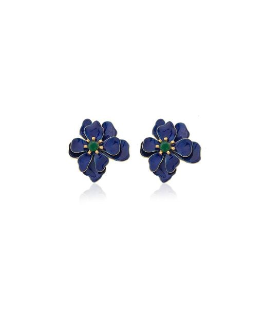 Milou Jewelry Blue Violetta Flower Earrings
