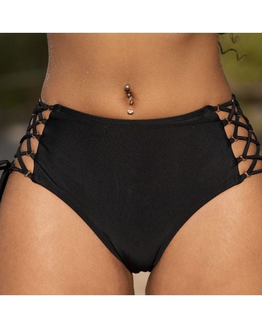 Enez Swim Blue Juliet High Waisted Adjustable Bikini Bottom