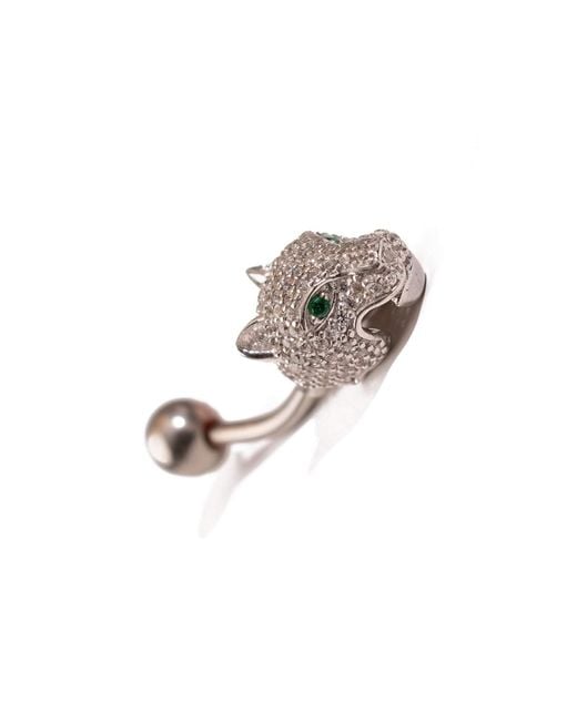 Ebru Jewelry Metallic Fierce Panther Emerald Eye Sterling Piercing