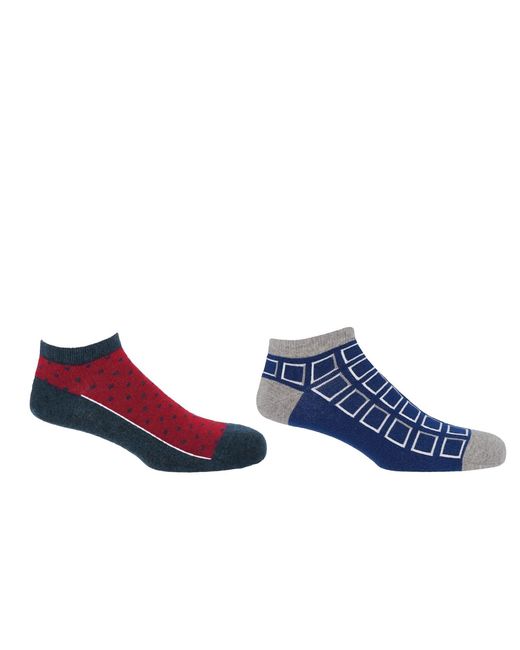 Peper Harow - Made in England Blue Cube & Polka Denim Trainer Socks Bundle for men