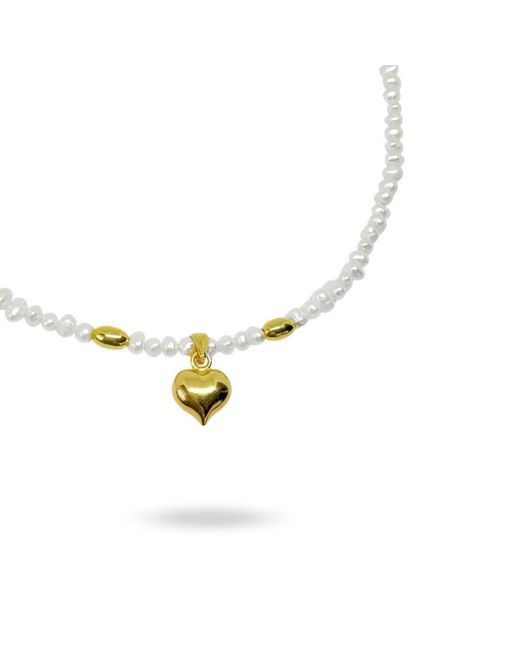 LINYA JEWELLERY Metallic Letsy Heart Pearl Necklace