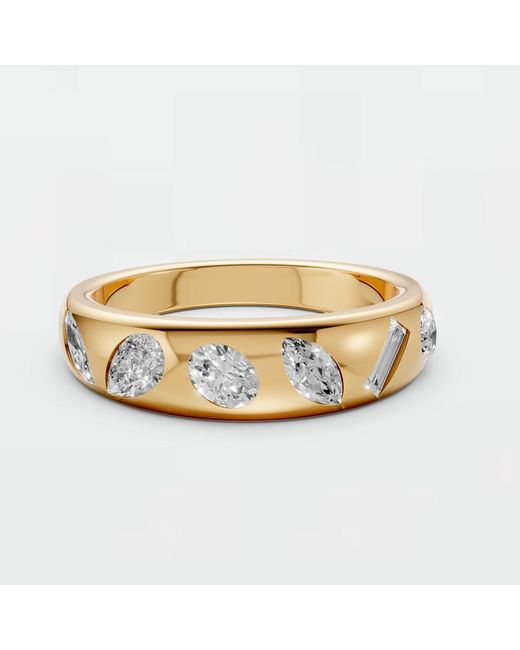 Aya Fine Jewelry Metallic Mixed Shape Lab Diamond Flush Set Geometric Statement Ring