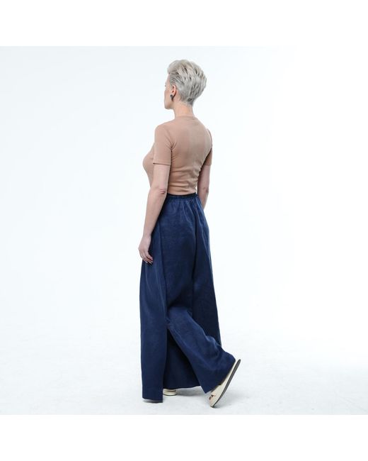 Metamorph Blue Palazzo Linen Pants