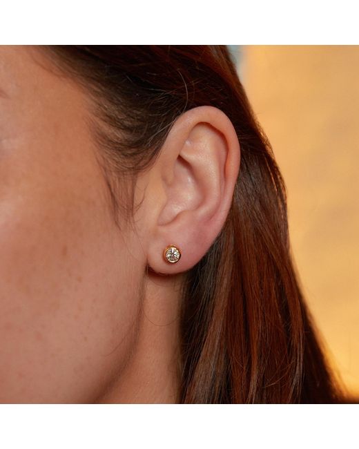 Augustine Jewels Metallic Delicate Round Shaped Diamond Stud Earrings Bezel Set