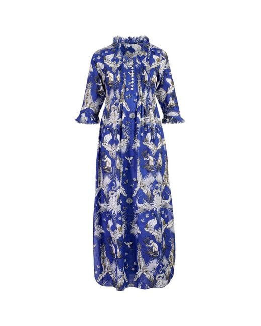 At Last Blue Cotton Annabel Maxi Dress