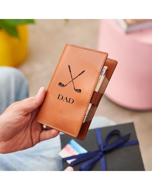 VIDA VIDA Orange Dad Leather Score Card Holder for men
