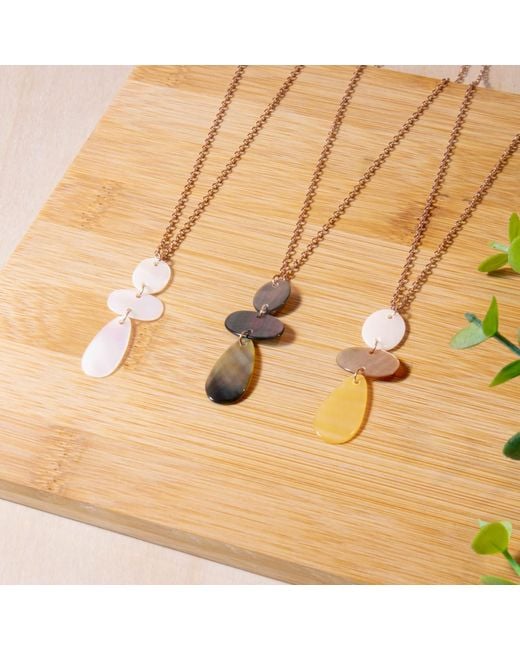 LIKHÂ White Mother-Of-Pearl Raindrop Necklace With Rose Chain