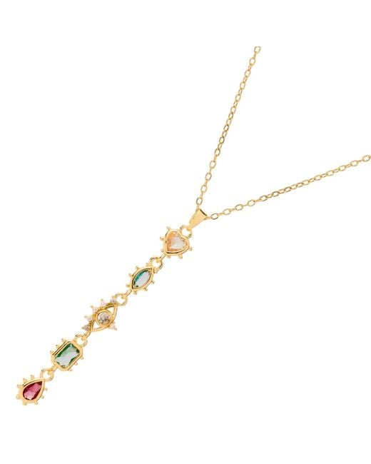 Ebru Jewelry Metallic Mystic Guardian Heart & Evil Eye Y-Drop Necklace