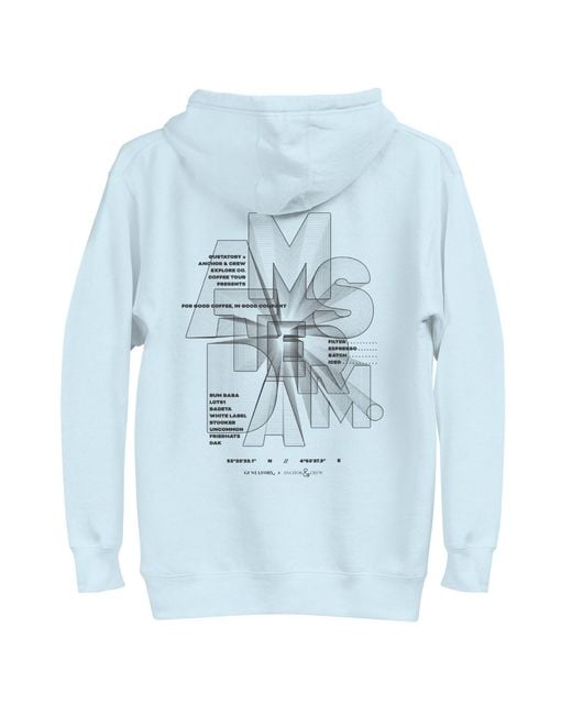 Anchor and Crew Blue Sky Gustatory Amsterdam Coffee Scene Cotton Blend Embroidered Hoodie