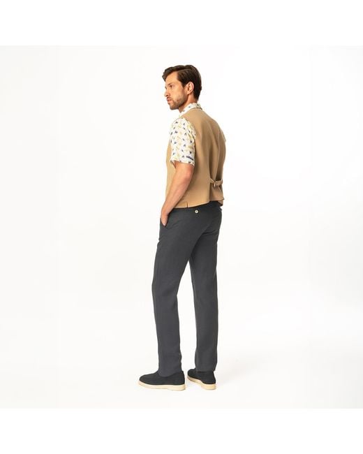 Haris Cotton Natural Neutrals Linen Vest Latte for men