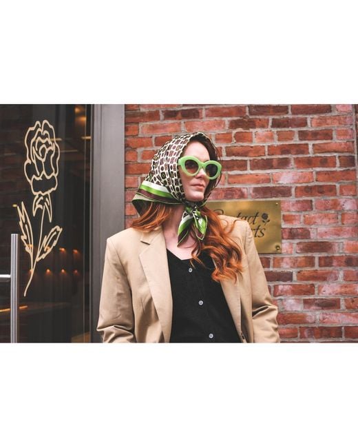 Jessie Zhao New York Black Double Sided Silk Scarf Of Polka Dot Bloom