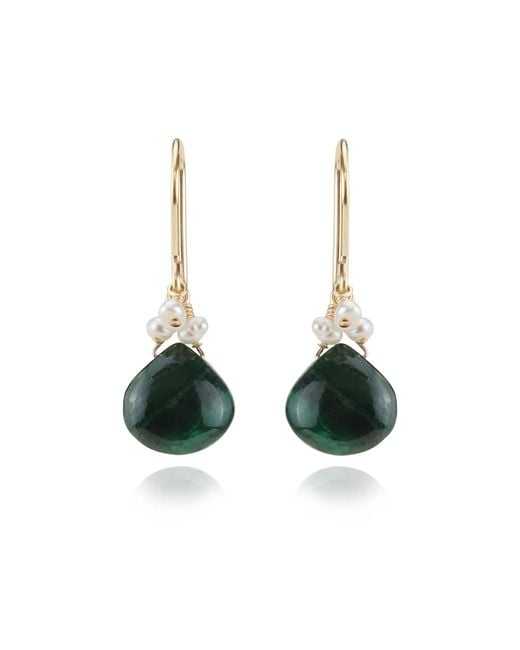 MOUNIR LONDON Green Malachite And Pearl Drop Earrings
