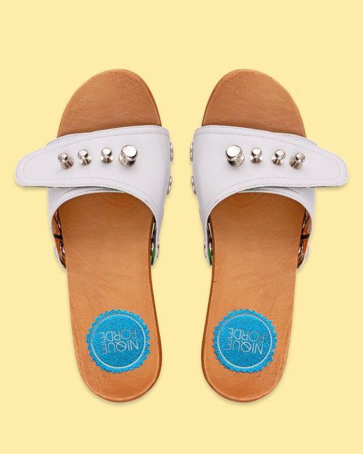 Nique Forde White Cotton Lucille Sandals