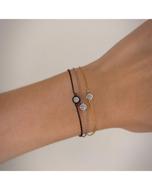 SALLY SKOUFIS White Minx Solitaire Bracelet With Made Cz Diamond Stimulant