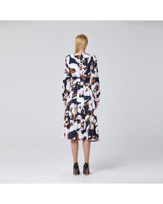 Smart and Joy Black Macro Abstract Print Round Neck Dress