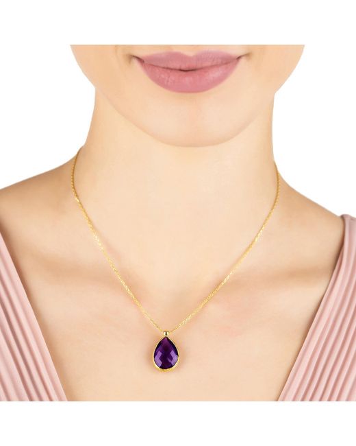 Latelita London Metallic Petite Drop Necklace Gold Amethyst Hydro
