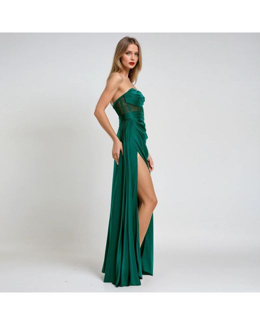 Angelika Jozefczyk Green Emerald Satin Corset Evening Gown Napoli