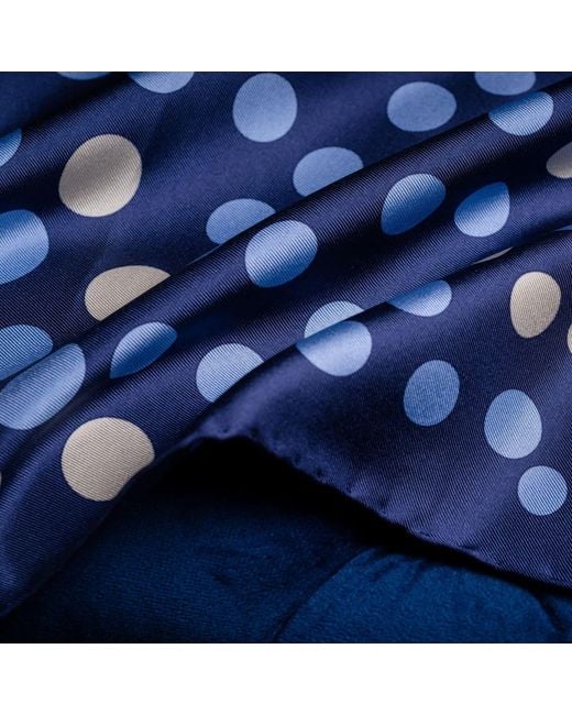Otway & Orford Blue 'Planetarium' Polka Dot Silk Pocket Square for men