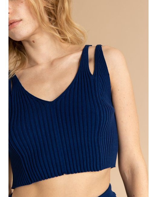 SALANIDA Blue Donna Ribbed Crop Top