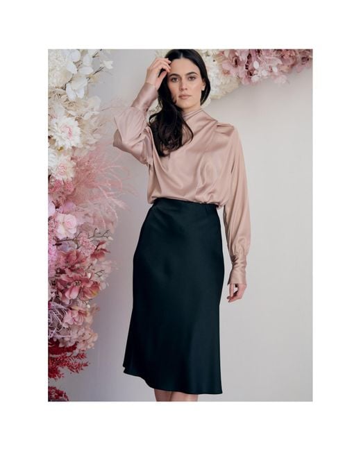 concept A trois Black Satin Skirt