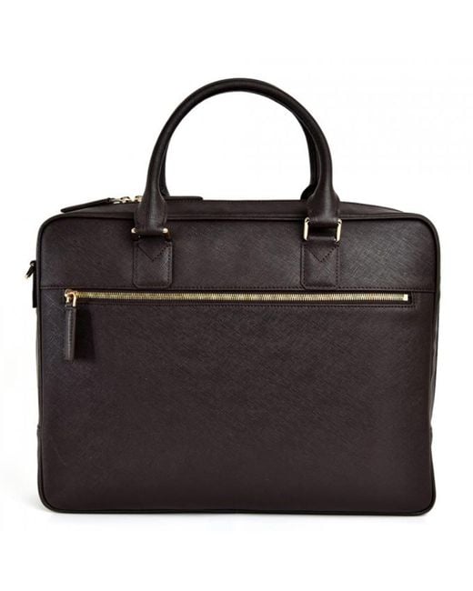 DAVID WEJ Black Saffiano Leather Briefcase – for men
