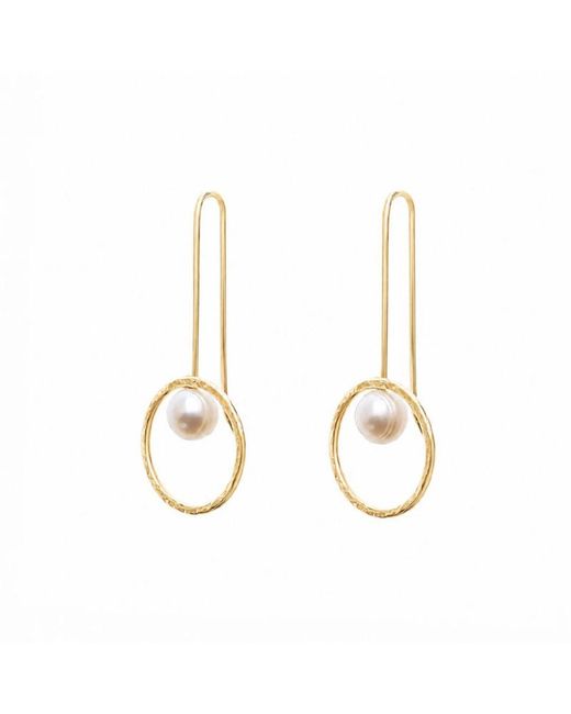Silver Moon Metallic Around The Moon-Plated Sterling Pearl Earrings