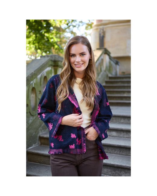 Saachi Blue Abstract Bloom Short Jacket