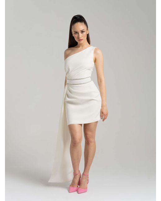 Tia Dorraine White Iconic Glamour Crystal-adorned Dress