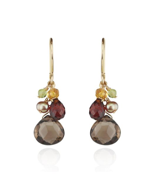 MOUNIR LONDON Metallic Smoky Quartz Cluster Drop Earrings