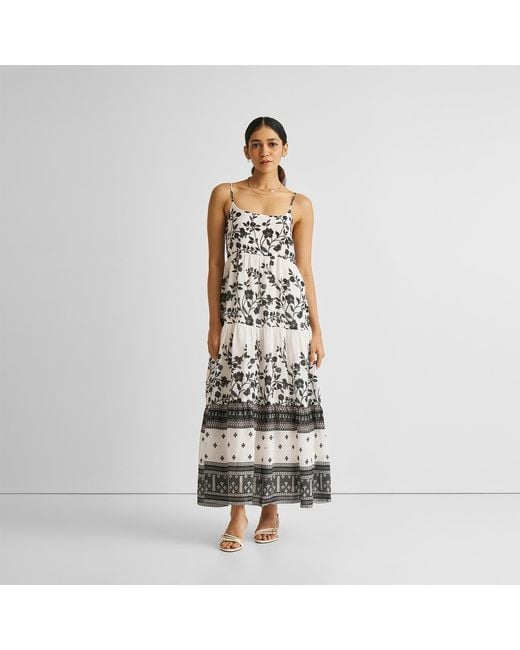 REISTOR White Strappy Tiered Maxi Crepe Dress