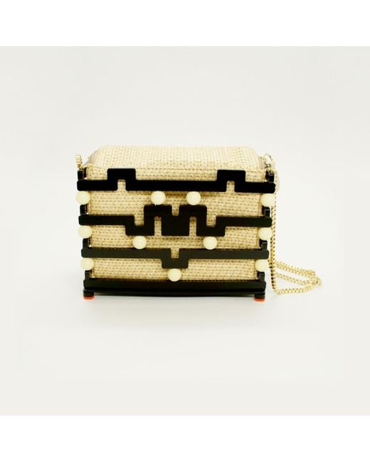 Gissa Bicalho Metallic Neutrals Acrylic Handmade Bag Clutch Marajo
