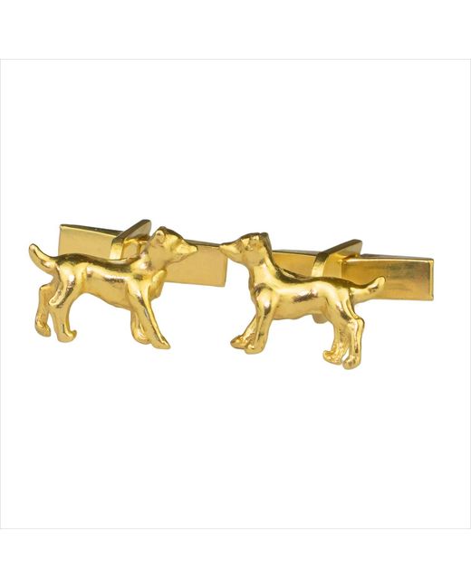 Simon Kemp Jewellers Metallic Jack Russell Cufflinks Eighteen Carat On Sterling Recycled for men