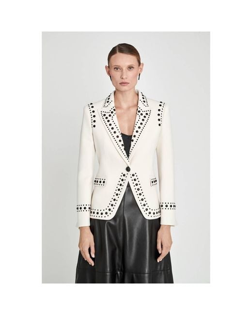 The Extreme Collection White Blazer With Bold Stud Accents