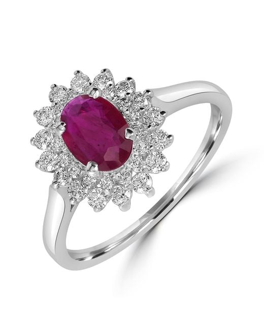Artisan Metallic Ruby & Diamond Floral Halo Ring