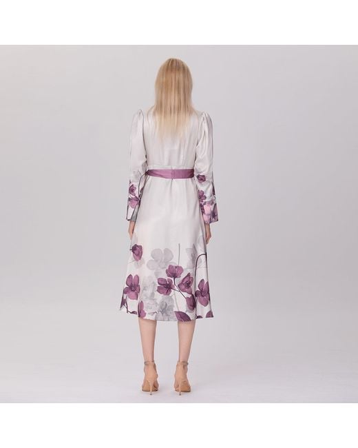 Smart and Joy White Placement Floral Print Impire Cut Dress