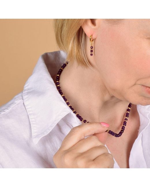 Nellou Jewellery Brown Jewel Bead January Birthstone Necklace Sterling