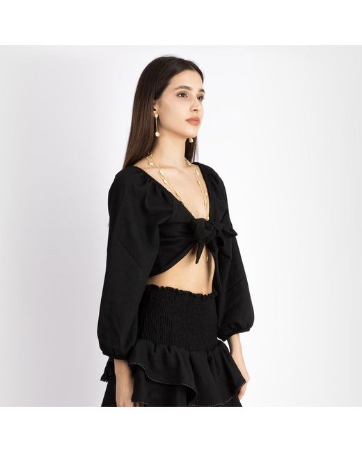 Ilvi Black Melena Crop Blouse & Skirt Set