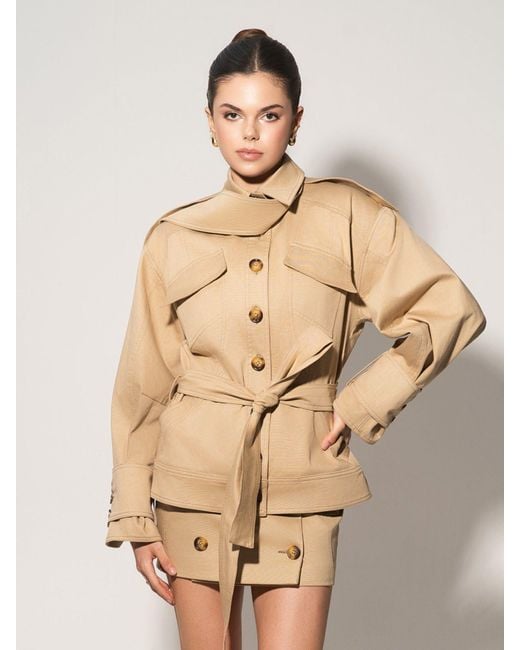 Tia Dorraine Natural Oversized Belted Trench Jacket