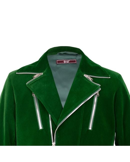 DAVID WEJ Green Washington Corduroy Biker Jacket for men