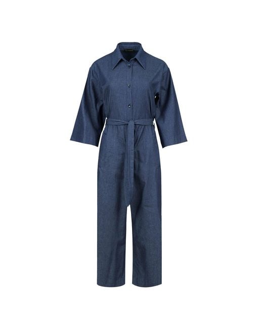 Conquista Blue Cotton Jumpsuit