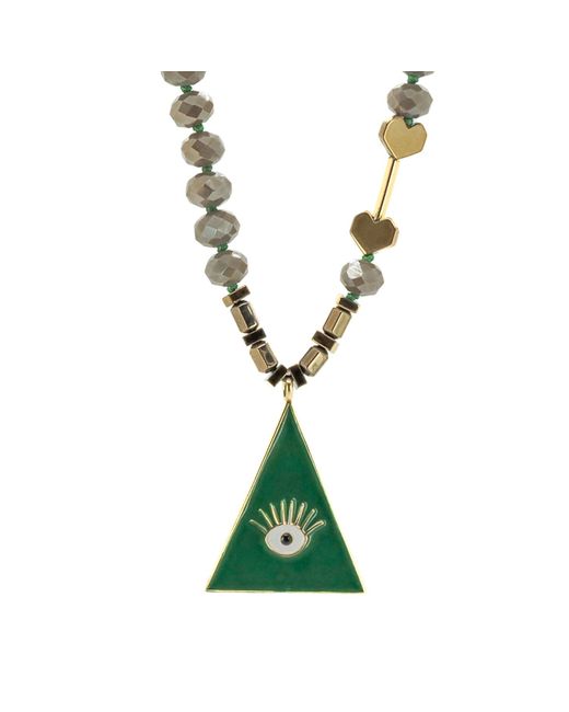Ebru Jewelry Green Evil Eye Unique Necklace