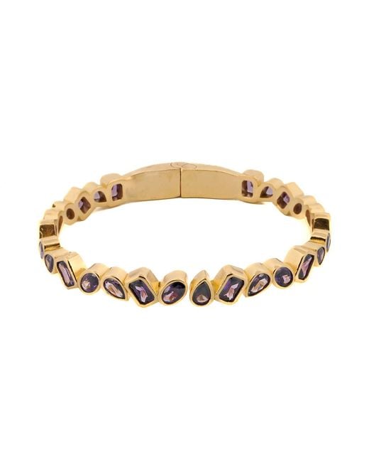 Ebru Jewelry Metallic Amethyst & Majestic Bangle Design Bracelet