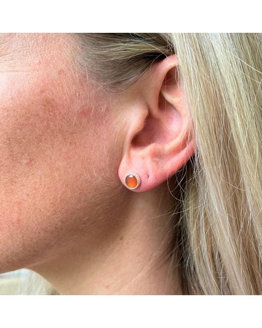 Auree Jewellery Brown Barcelona July Birthstone Stud Earrings Carnelian
